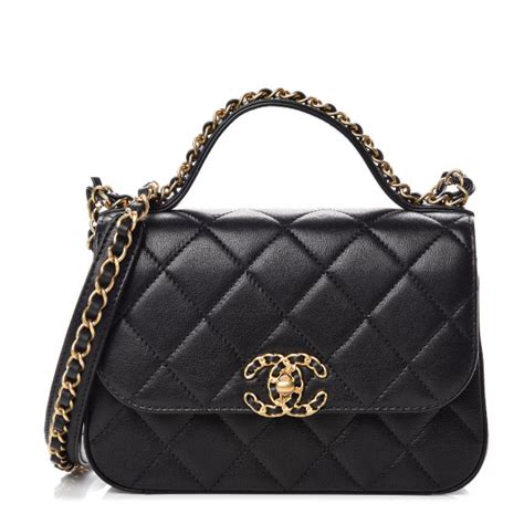 Chanel Lambskin Quilted Chain Infinity Top Handle .